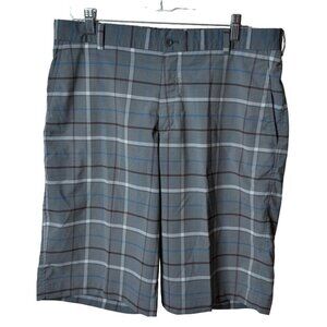 Nike Golf Shorts Mens 34 Plaid‎ Gray Performance Stretch Pockets Dri-Fit Wicking